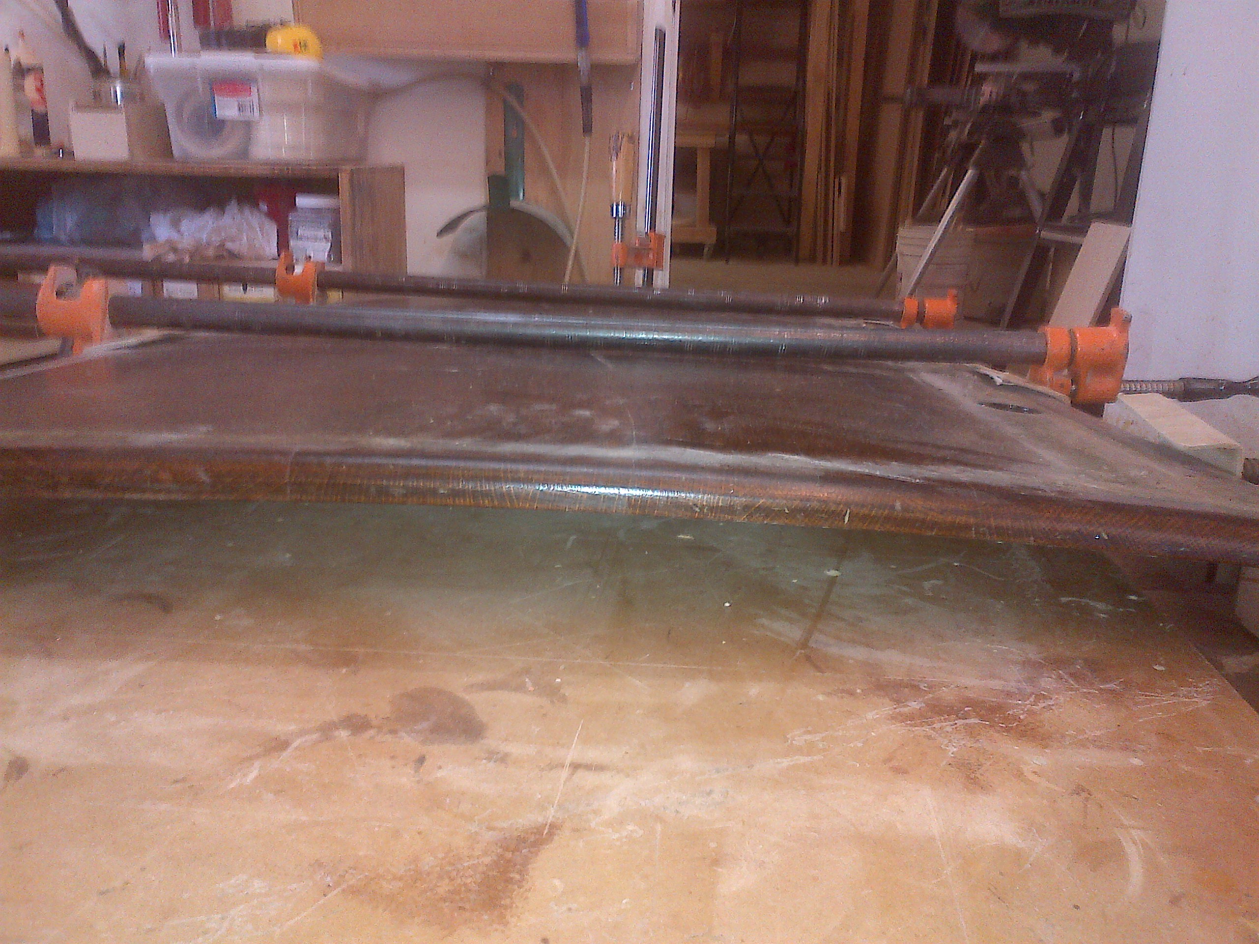 Glue up cracked writing surface