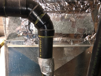 Almost all gas furnace exhaust the fumoues outside, I don’t know why it was cut and I’m even more confused when I see gray duct tape holding it together!!