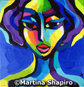 Abstract Woman on BLue original fauve painting by artist Martina Shapiro
