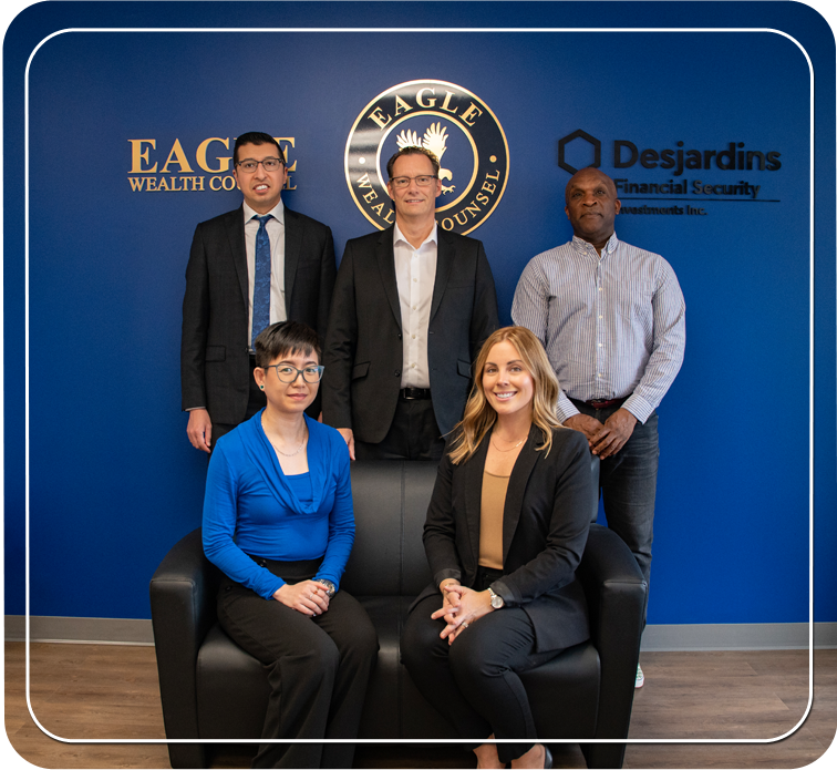 The team with three members standing behind two