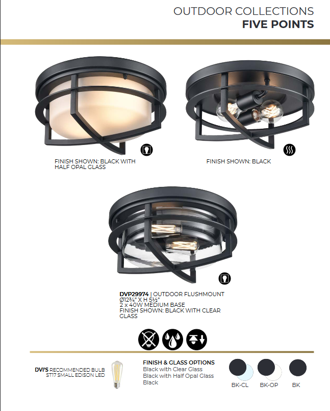 120 Five Points Collection
Available in Black, Black with Clear Glass or Black with Half Opal Glass
Starting at
Regular Price $187.99
On Sale $168.99