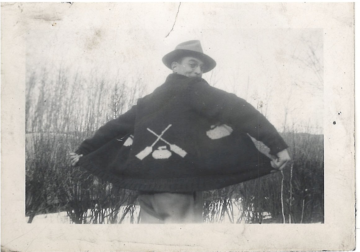 This photo is labelled as "Lyle Howe? showing off his curling sweater". Can anyone confirm or deny that it is Lyle Howe? All we can confirm is that it is a great sweater!
2023.03.58 / Wilson, Carol
--EDIT--
This is confirmed as Lyle Howe