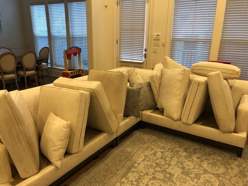 Upholstery Cleaning in Progress—Cushions Removed