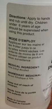 Clean Sensations Instant hard surface disinfectant 
kills bacteria
Active Ingredients: 70% Ethyl Alcohol 
1L spray bottle