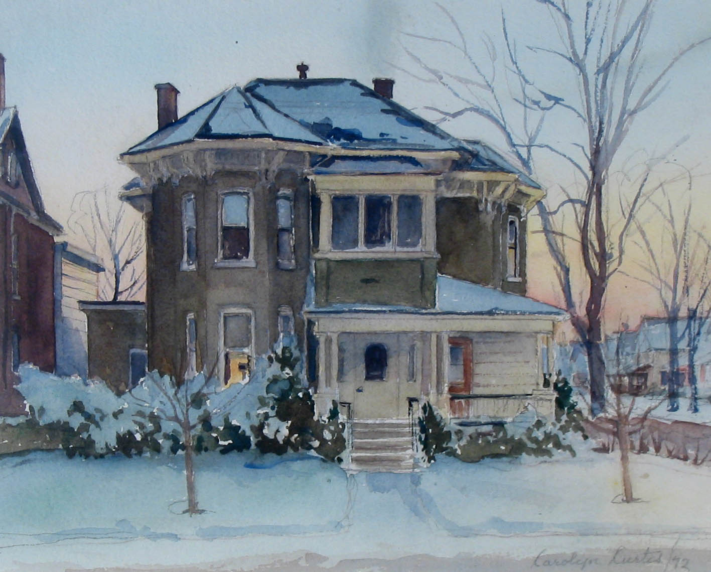 Southwick Street in Winter, watercolour on paper