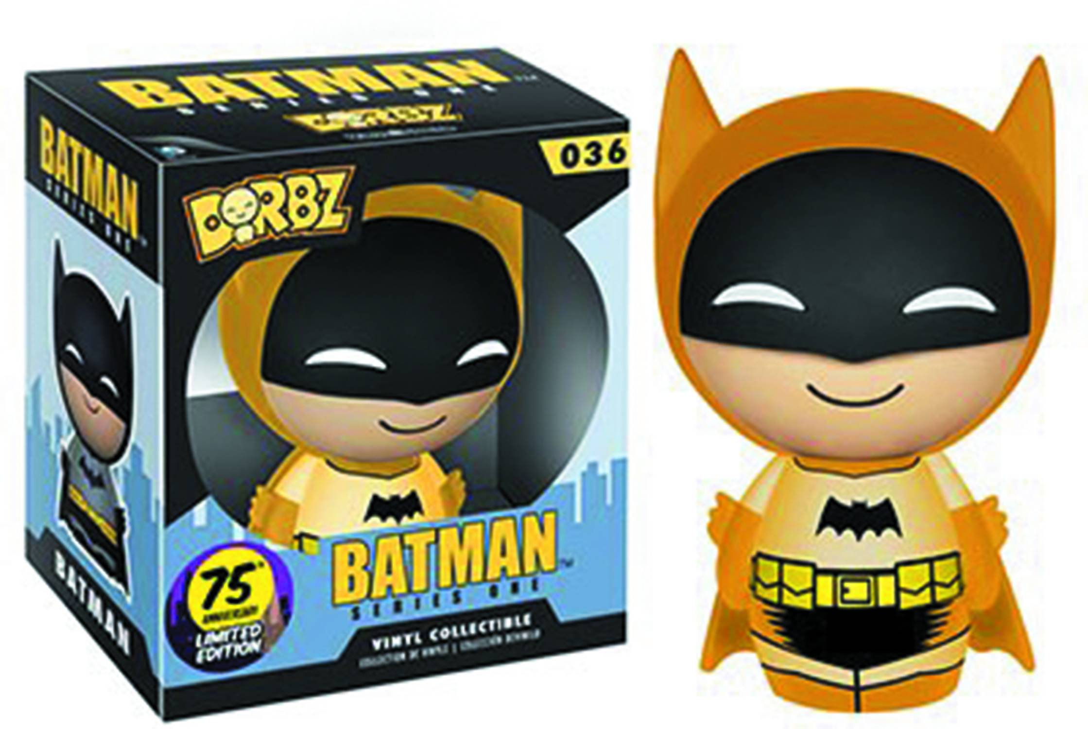 DORBZ BATMAN 75TH ANNIV BATMAN YELLOW LTD ED VINYL FIG
