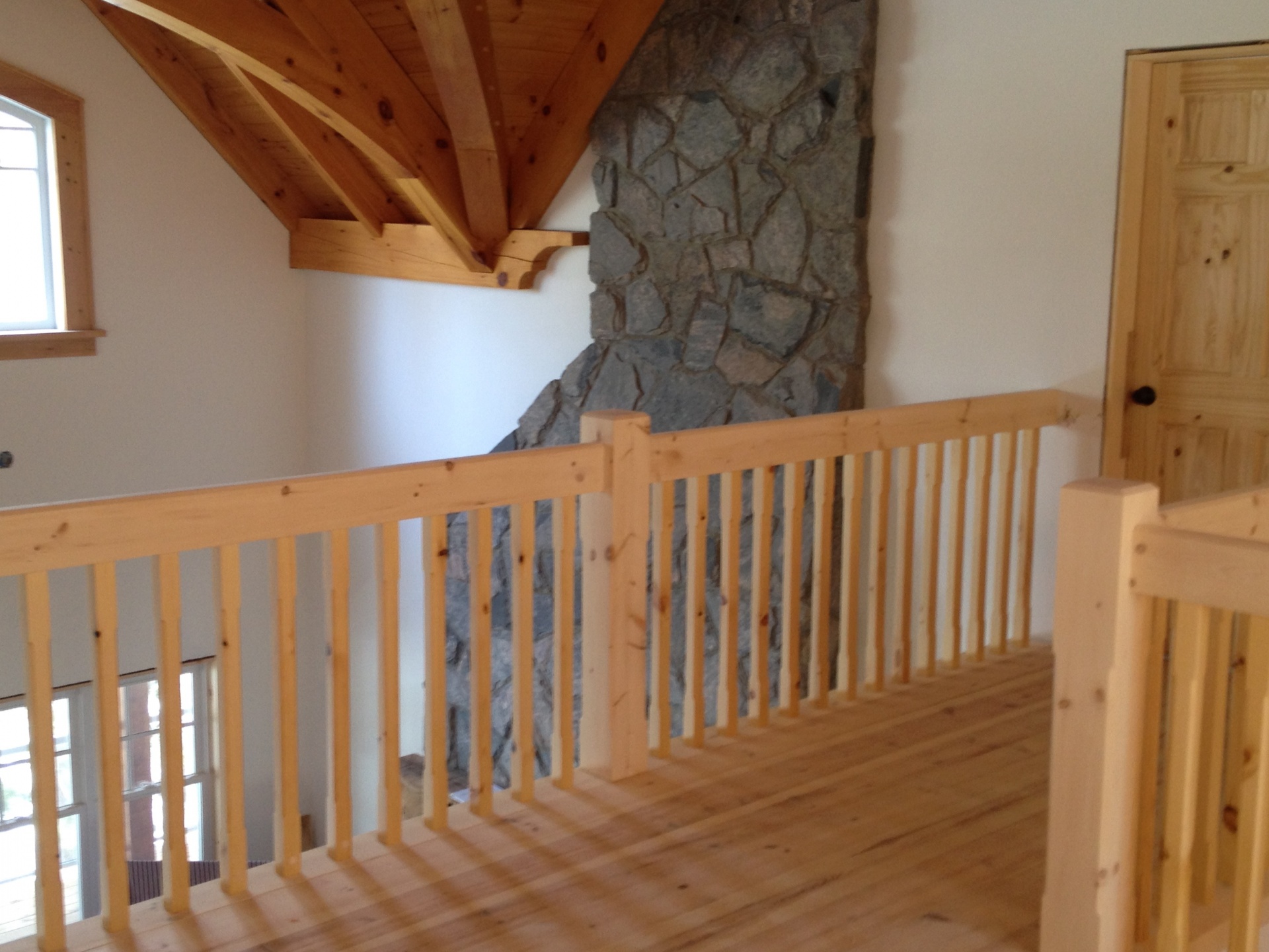 Straight pine Scandinavian style stair