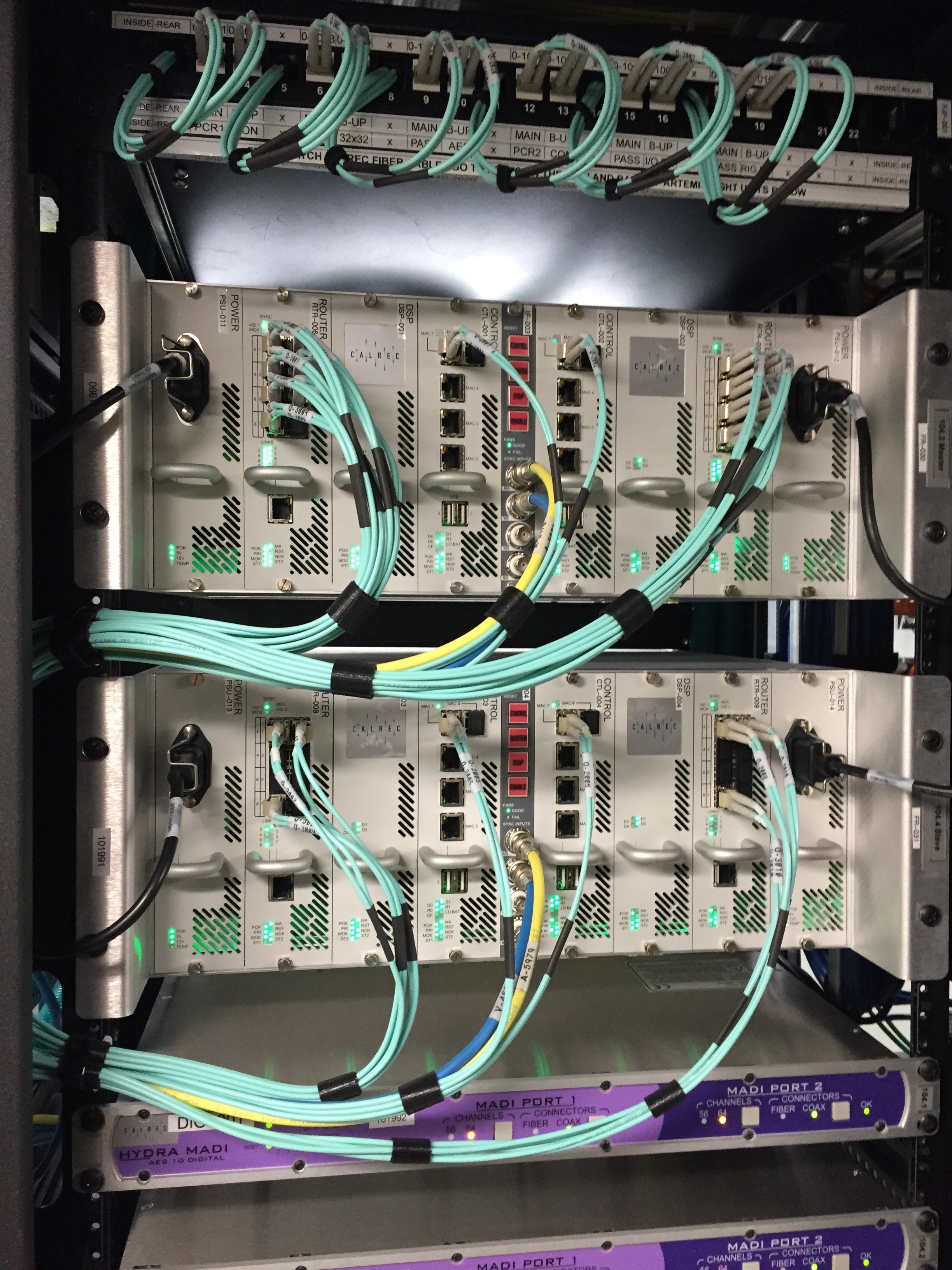 Advanced Broadcast Cabling, Installation of Cables and Equipment, 10 GIG AUDIO DISTRIBUTION, LC, SC, KEYSTONE PATCH, AES AUDIO, CALREC, HYDRA MADI, PATCH PANEL 