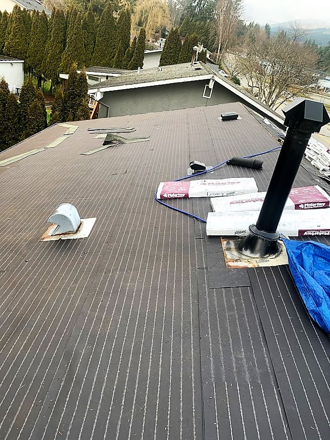 Installed felt on entire roof.