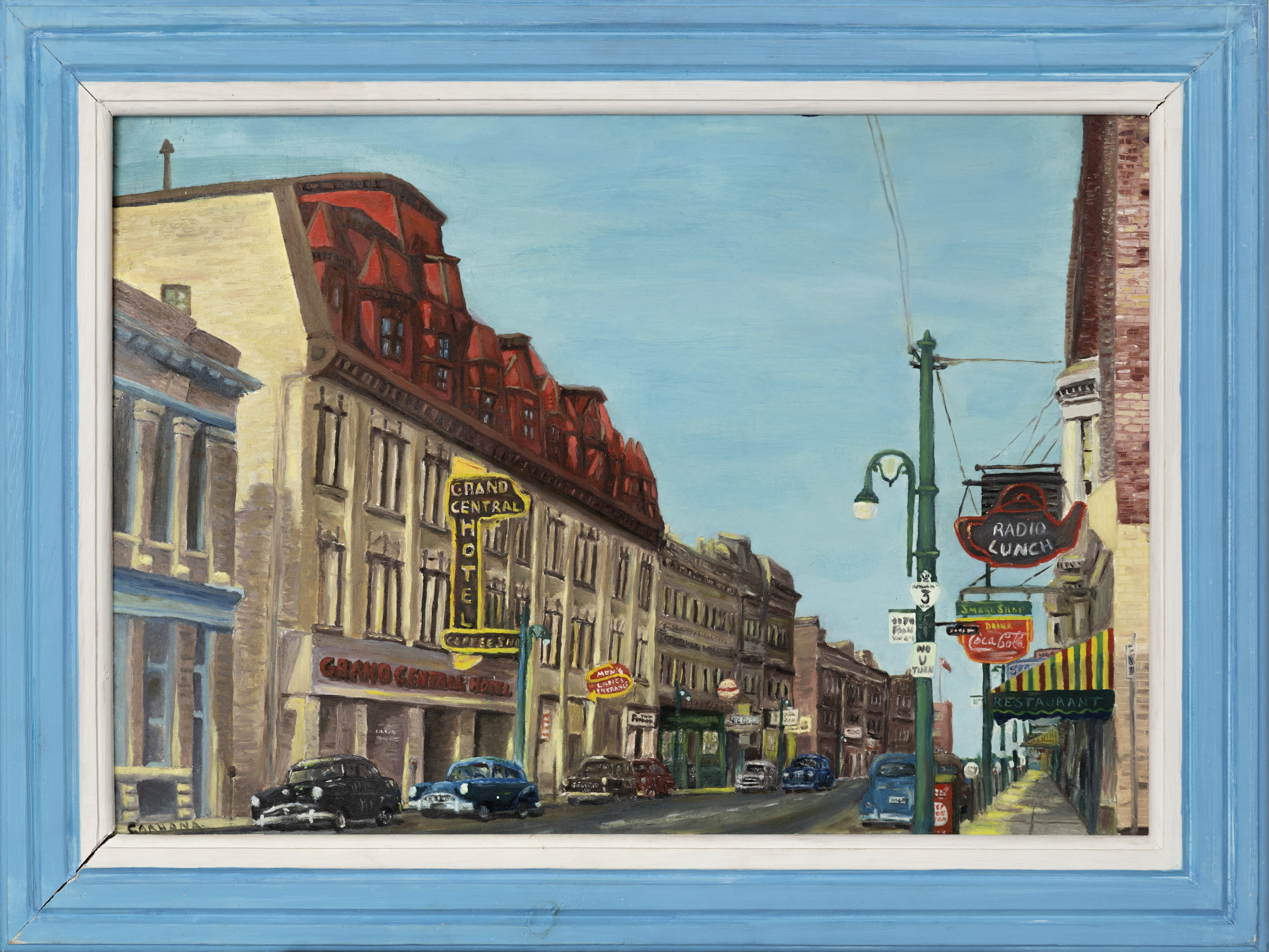 Utility box Waterworks 
Artist: Frank Caruana , Grand Central Hotel, St. Thomas, Oil on boad
ST. THOMAS-ELGIN PUBLIC ART CENTRE-PERMANENT COLLECTION
“THE ESTATE OF DONNA VERA EVANS BUSHELL AND THE ELGIN-ST. THOMAS COMMUNITY FOUNDATION”