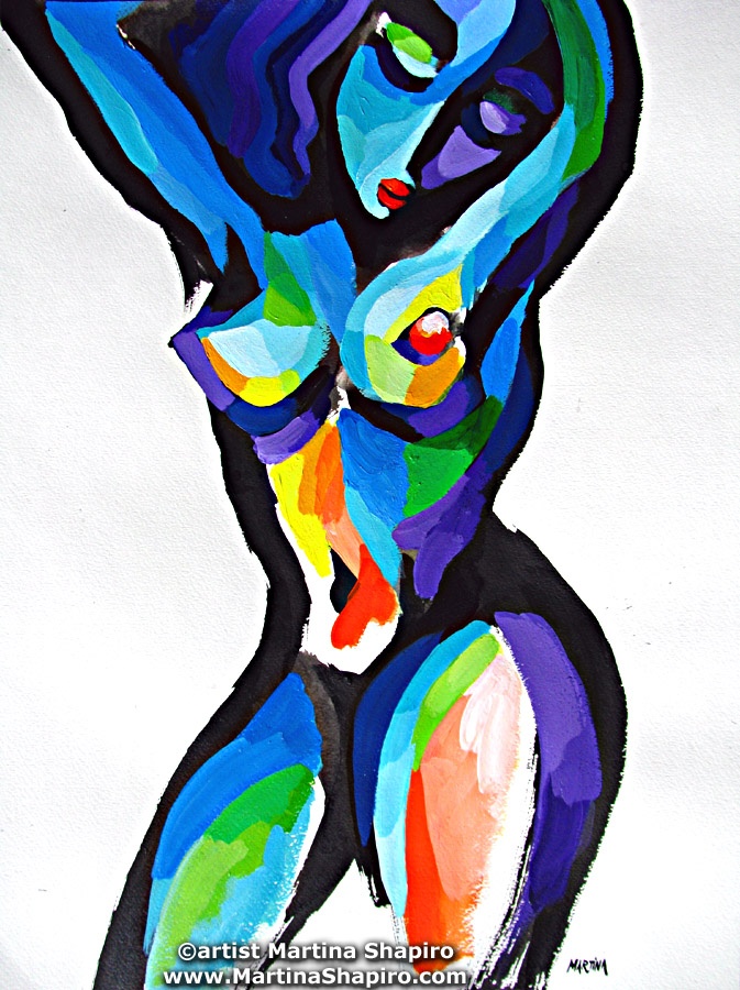 Abstract Blue Nude painting by artist Martina Shapiro