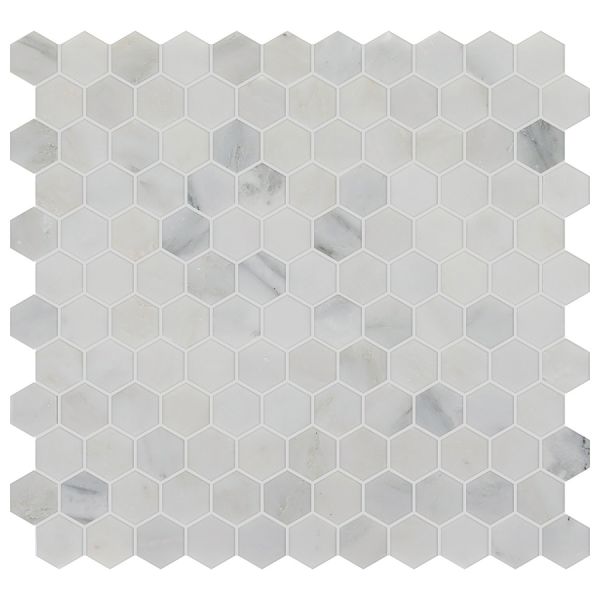 Bianco Macchiato Hexagon 1"