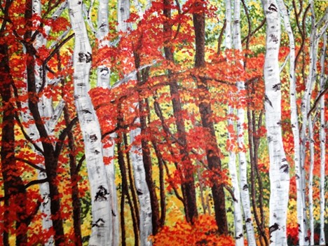 New England Birch Op.2, 30"X40", 2012, Acrylic on Canvas, 