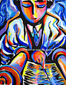 Call to the Torah Jewish original painting by artist Martina Shapiro