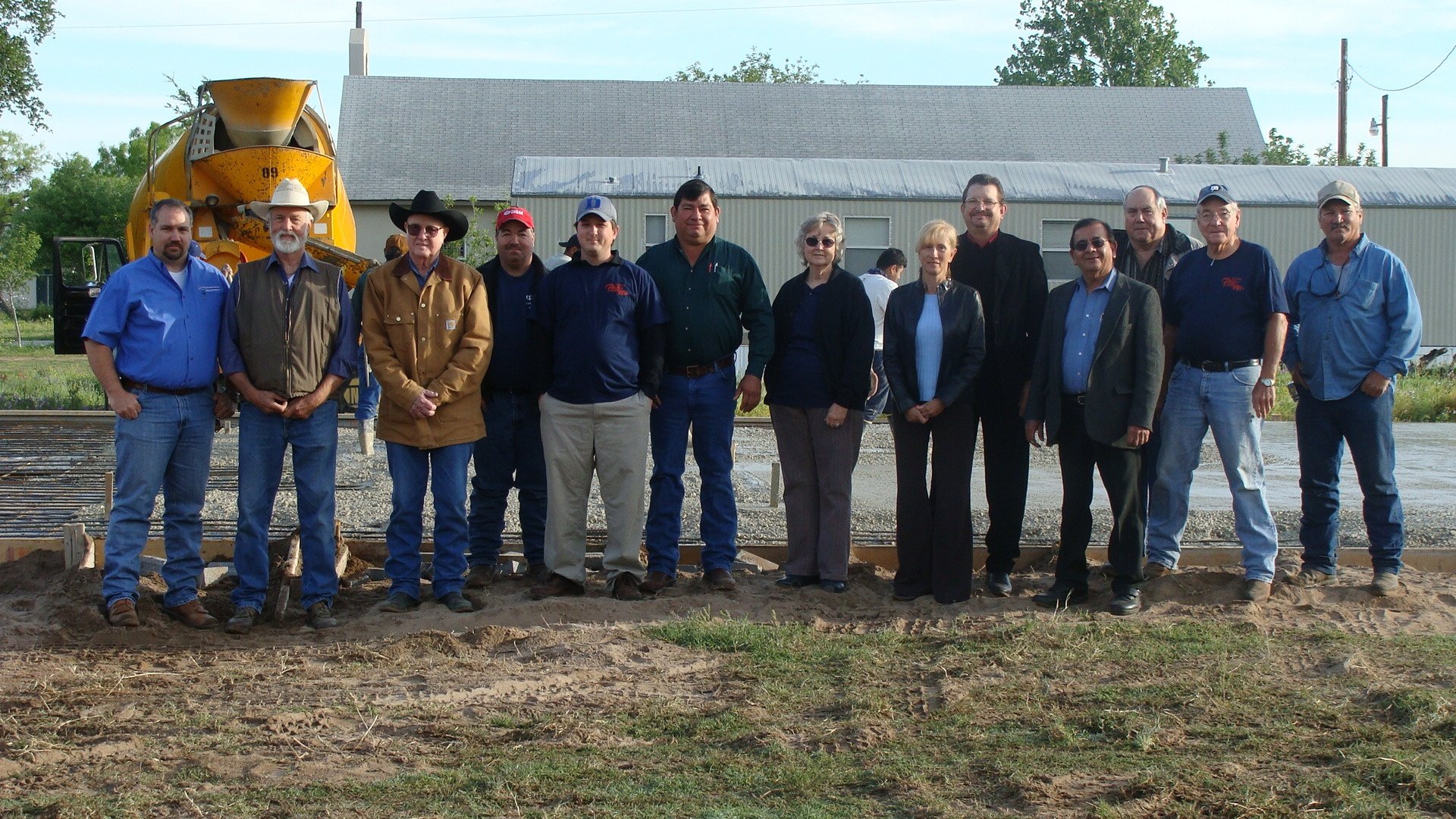 Pictured are: Bobby Grubb (President, Bigfoot V.F.D.), Robert Medd (Volunteer), Bill Boyd (Volunteer), Mark Leach (Fire Chief, Bigfoot V.F.D.), Kent Moretz (Volunteer), John Morales (Volunteer), Arlene Bush (Treasurer, Bigfoot V.F.D.), Denise Graf (Pearsall), Dickie Graf (Frio Co. Commissioner, Pct. 2), Judge Carlos Garcia (Frio Co.), Bob Grubb (Volunteer), Joe Murphy (Volunteer), Don Murphy (Volunteer) On Friday April 9, 2010, the Bigfoot V.F.D. broke ground and began construction on their new firehouse.