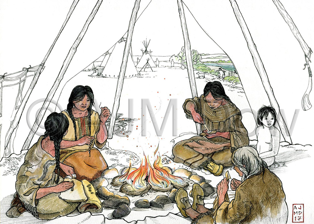 Commissioned illustration for Lifeways of Canada Limited 
 "2016 Southern Alberta flood investigation at sites EePl-261 and EdPm-7
on the Highwood River" by J. Roe, A. Allen and B. Reeves as contributing chapter in "After the Flood: Investigations of Impacts to Archaeological Resources from the 2013 Flood in Southern Alberta", Archaeological Survey of Alberta Occasional Paper No. 37 (ISBN: 978-1-4601-3765-9)