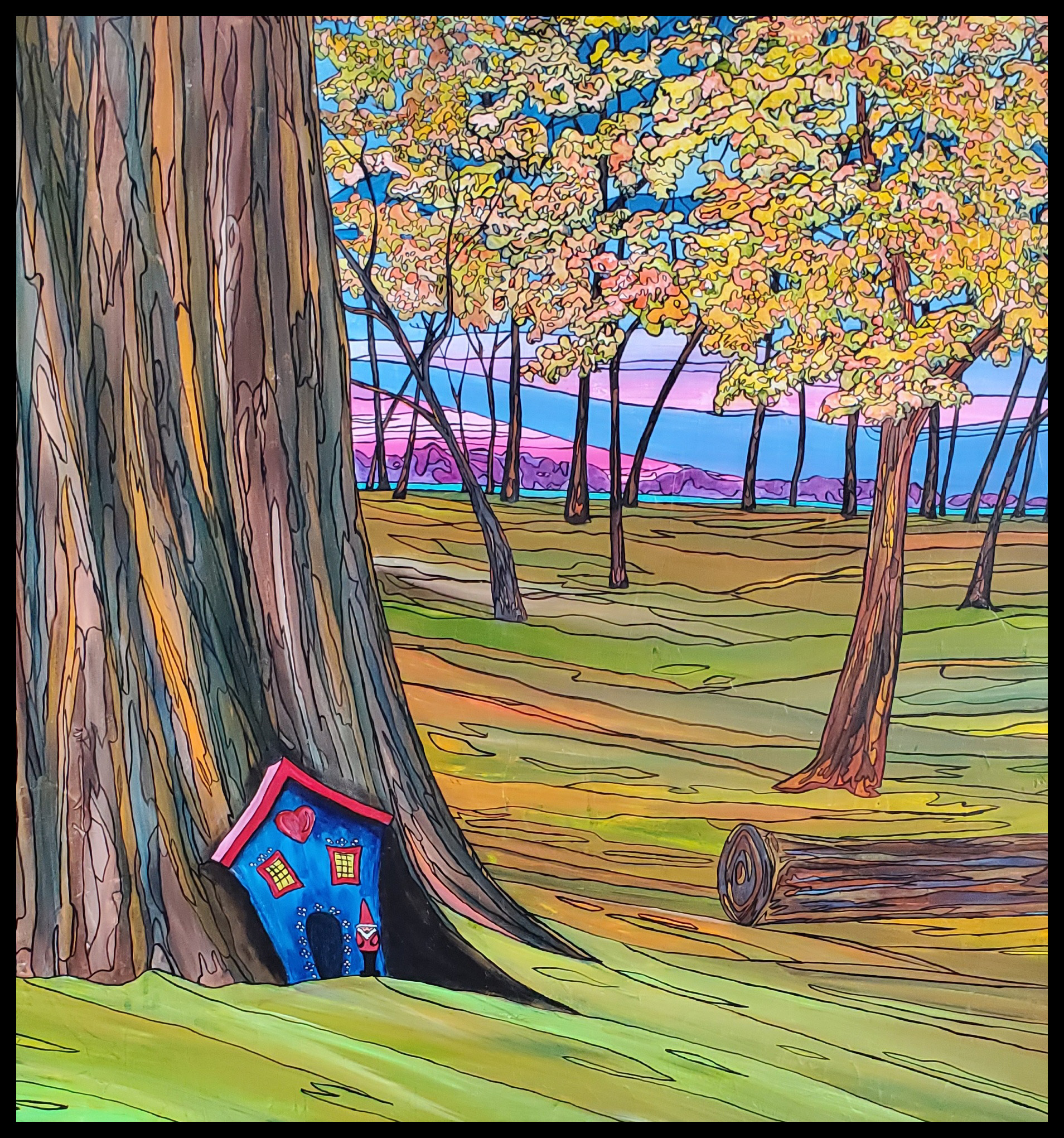 2022-200 "Gnome Home"
Image: 36" x 36"
Framed: 39" x 39"
Acrylic on Canvas
$2500.00