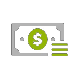 Dollar banknote and stack of coins icon