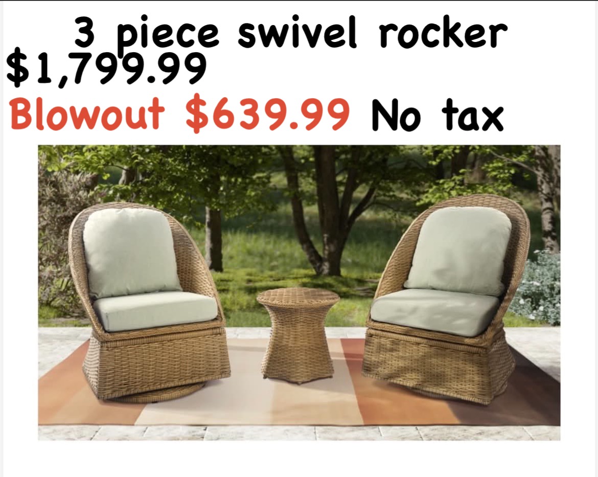 197 Emmet 3 Piece Set
Regular $ 1799.99
Blowout $639.99 no tax