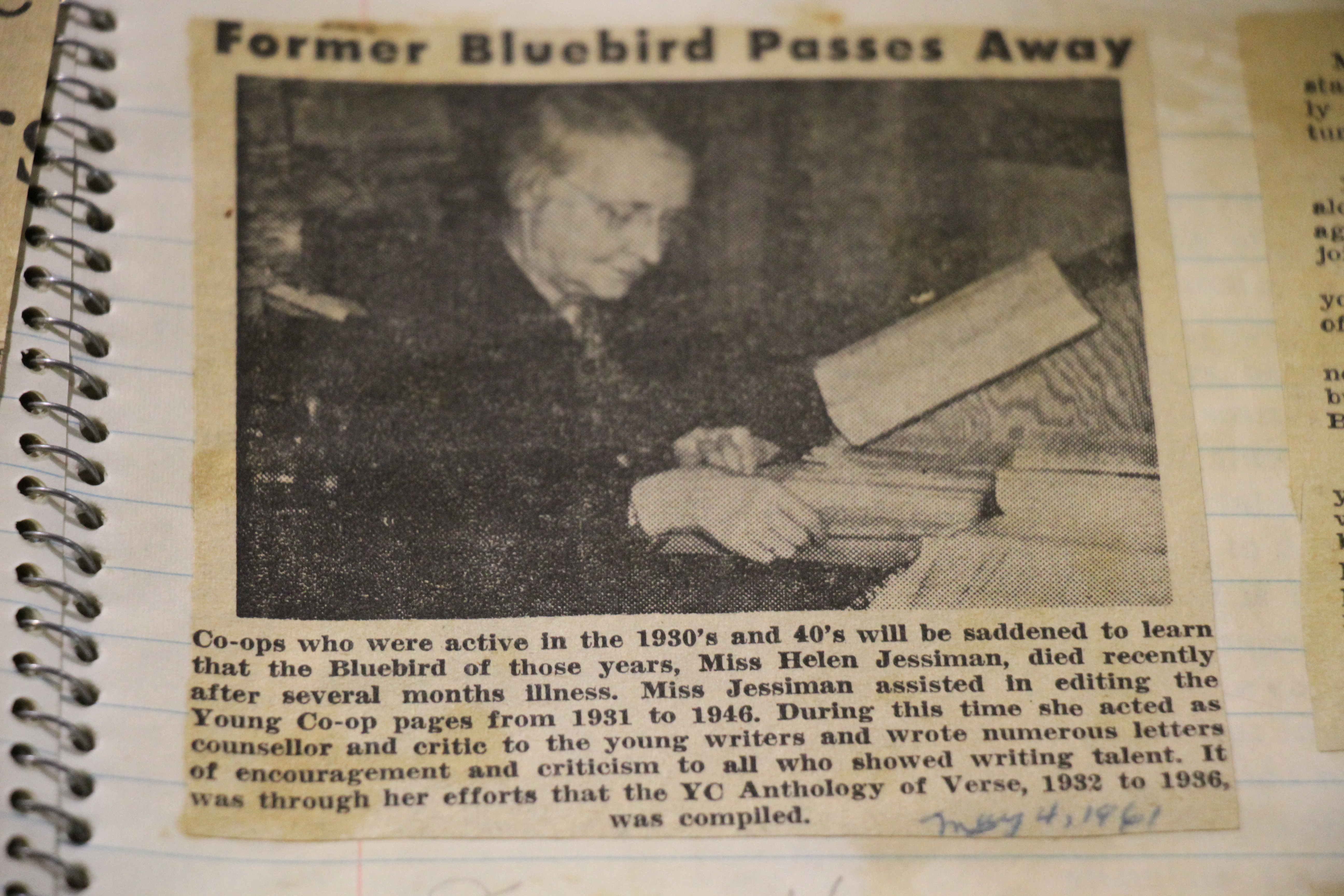 Helen Jessiman (Bluebird) notice, 1961