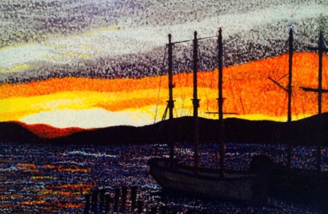 Oslo Havn Solnedgang op.2,  24"X36", Acrylic on Canvas, , Norway, 2014