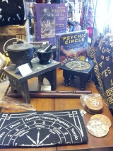 Altars, grinders, wands, dowsing cloths, cauldrons, tiles, mortar and pestle,