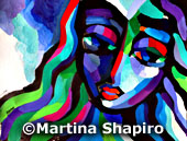 Purple and Blue Girl original painting artist Martina Shapiro
