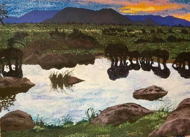 Serengeti Sundowner, 30"X40"Acrylic on Canvas, Tanzania, 2018
