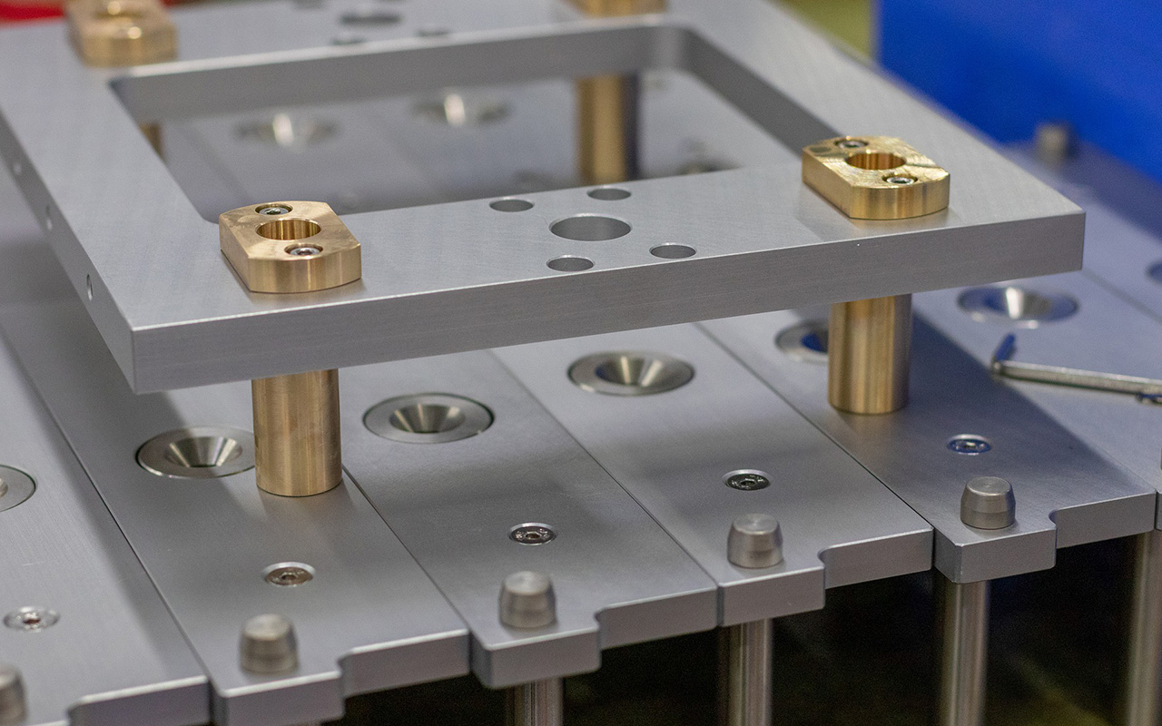 Assembled parts sitting on top of each other