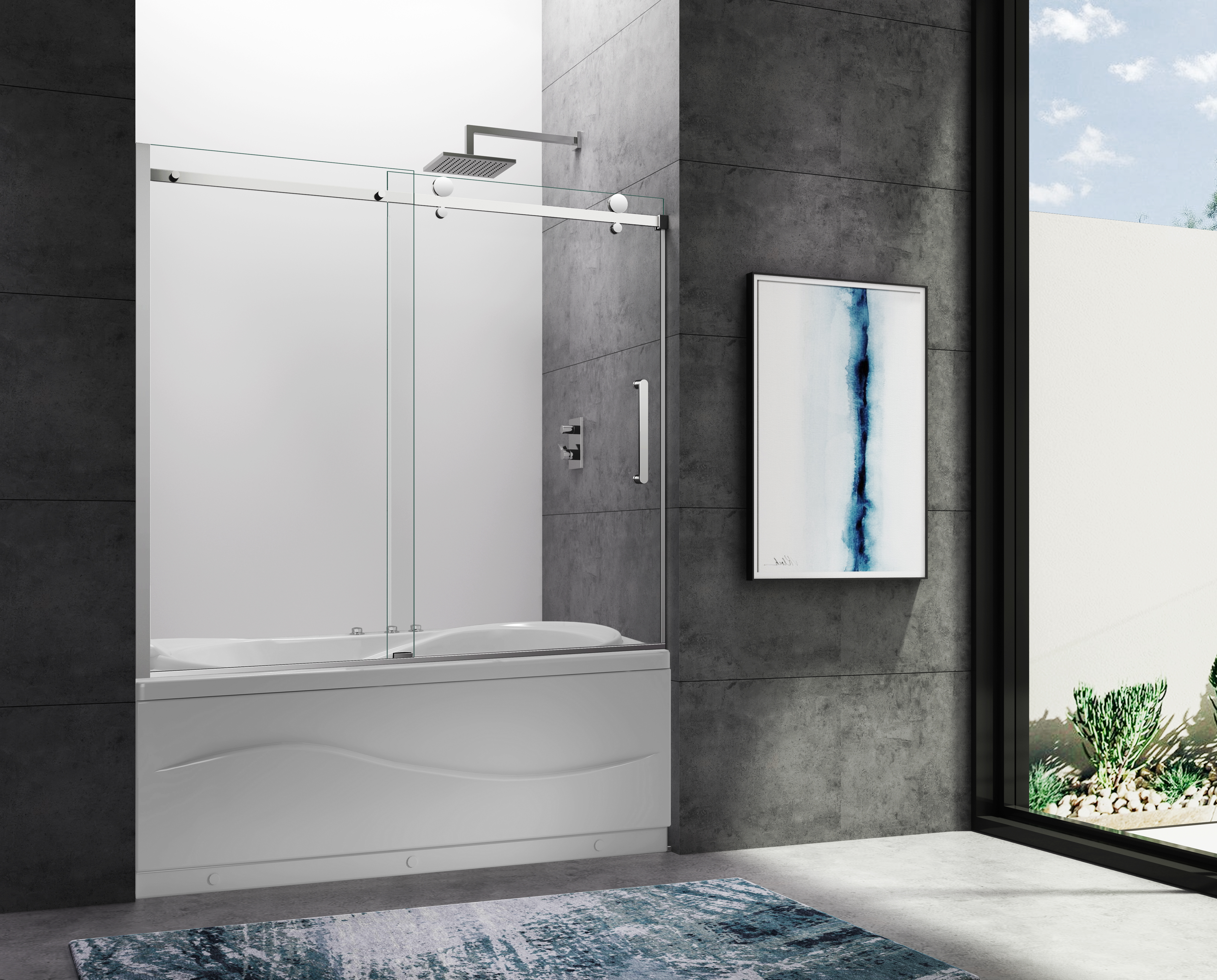 60x60 Chrome Frameless Tub Door $599.99