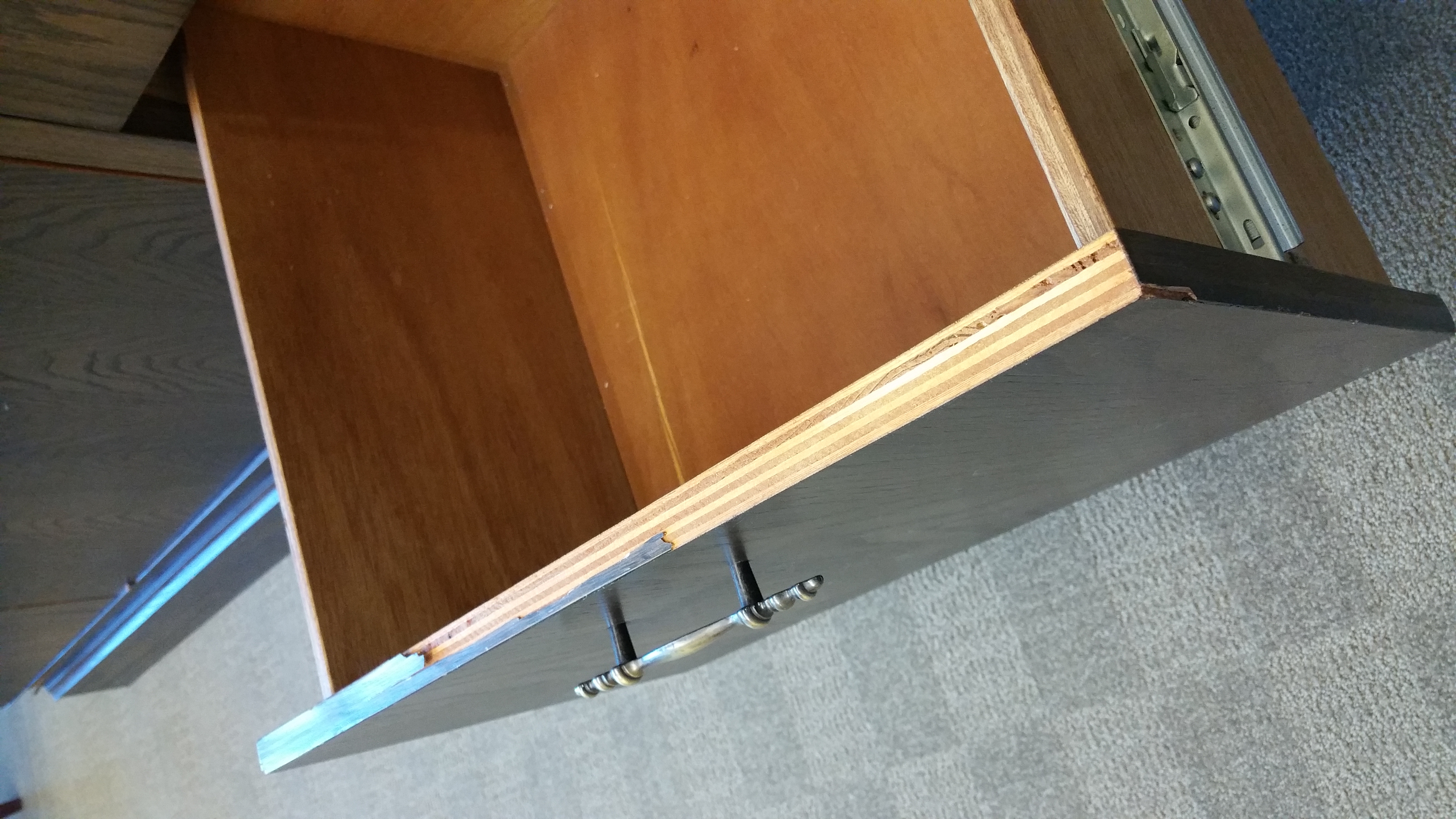 Damaged edges on many drawers
