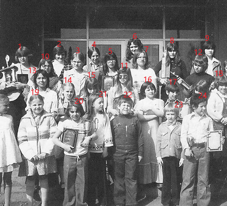 We missed posting this week - but have a great photo that we hope you can help identify! This is a photo of a public speaking contest at Rocky Lane featuring students from Rainbow Lake, Rocky Lane, Fort Vermilion, La Crete and Buffalo Head. We have added numbers to the individuals to help identify them - if you recognize anyone please let us know!
2000.35.02.42 / Bell, Lorna
#9 is Katherine Rose
#8 Doreen Feenstra
#17 Veronica Mitchell