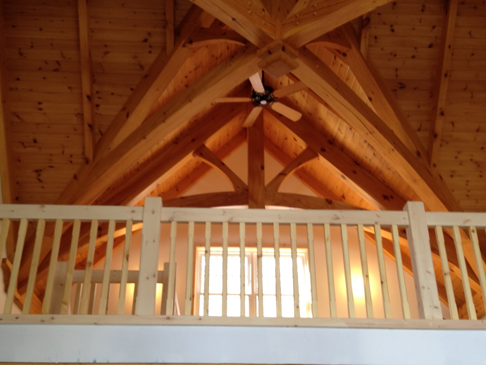 Straight pine Scandinavian style stair