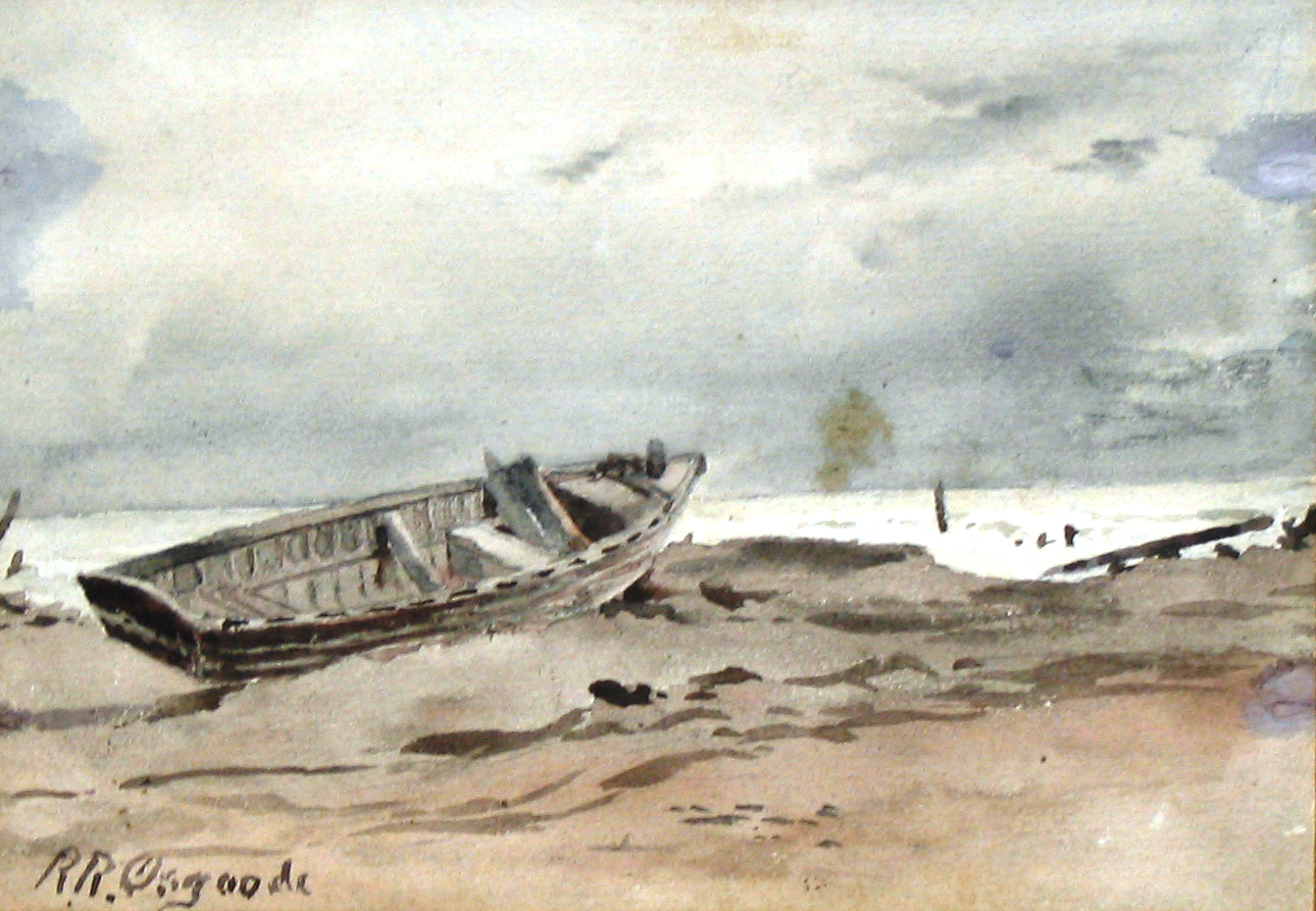 Boat on Beach, watercolour on paper