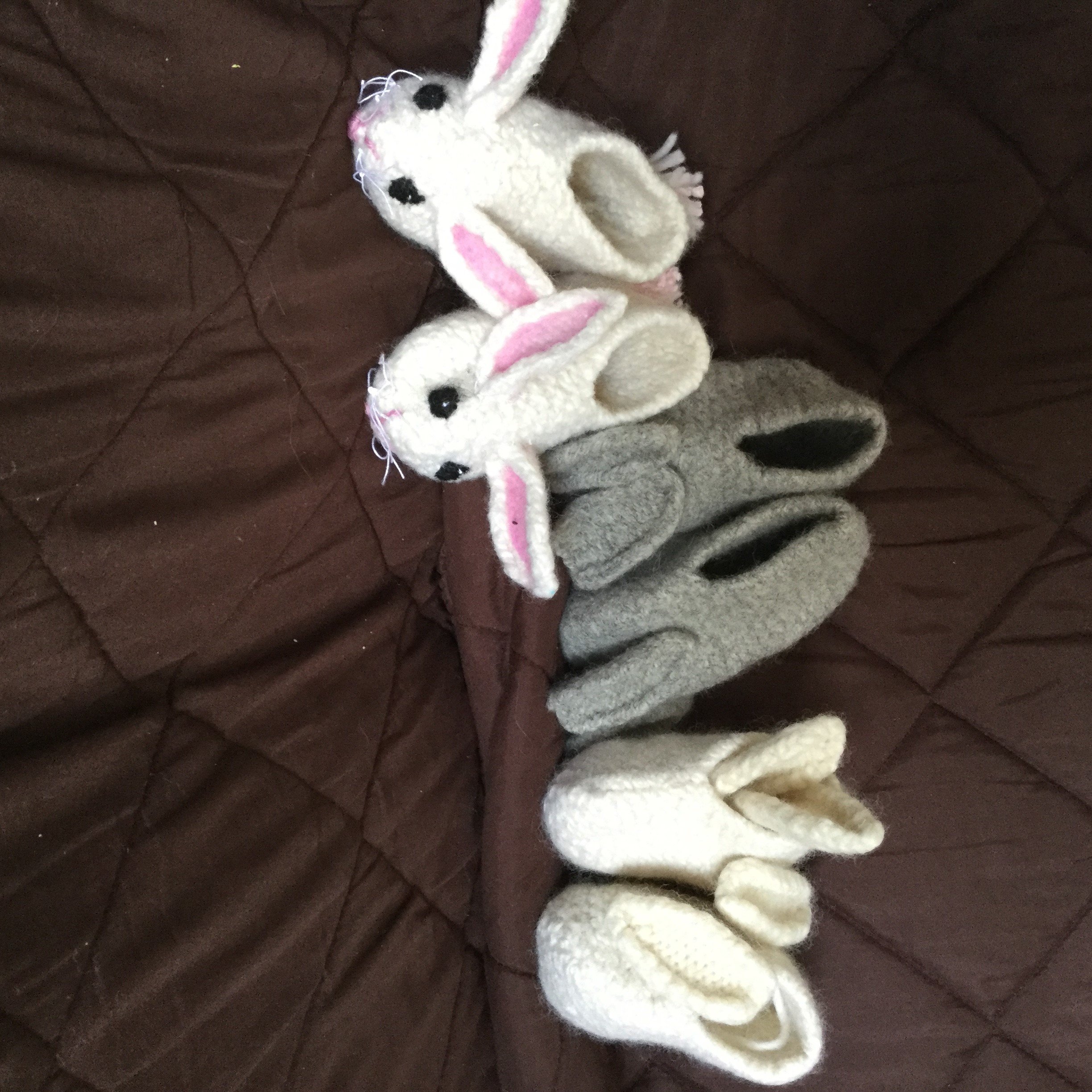 Shelley - knit and felted the toddler slippers.