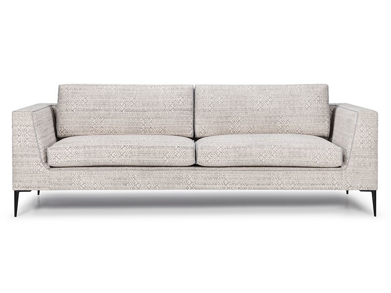 Tate Sofa - Shown in Fabric, Charcoal Powdercoat Stiletto Leg