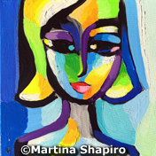 Blue Girl abstract portrait painting