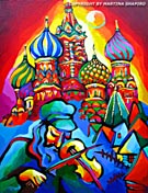 SOLD to St Martin d'Hères
France. "Fiddler in Russia"
original oil on canvas painting,
18x24 inches