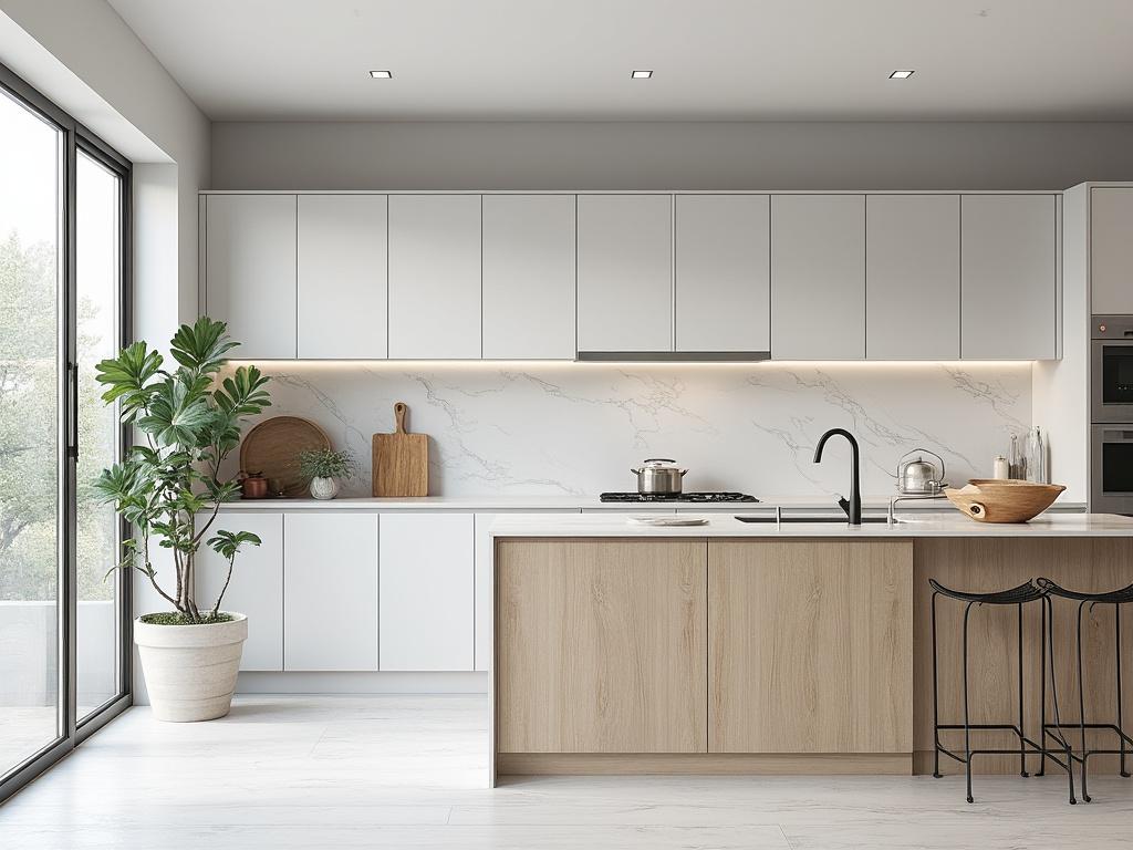 Cuisine moderne avec îlot.