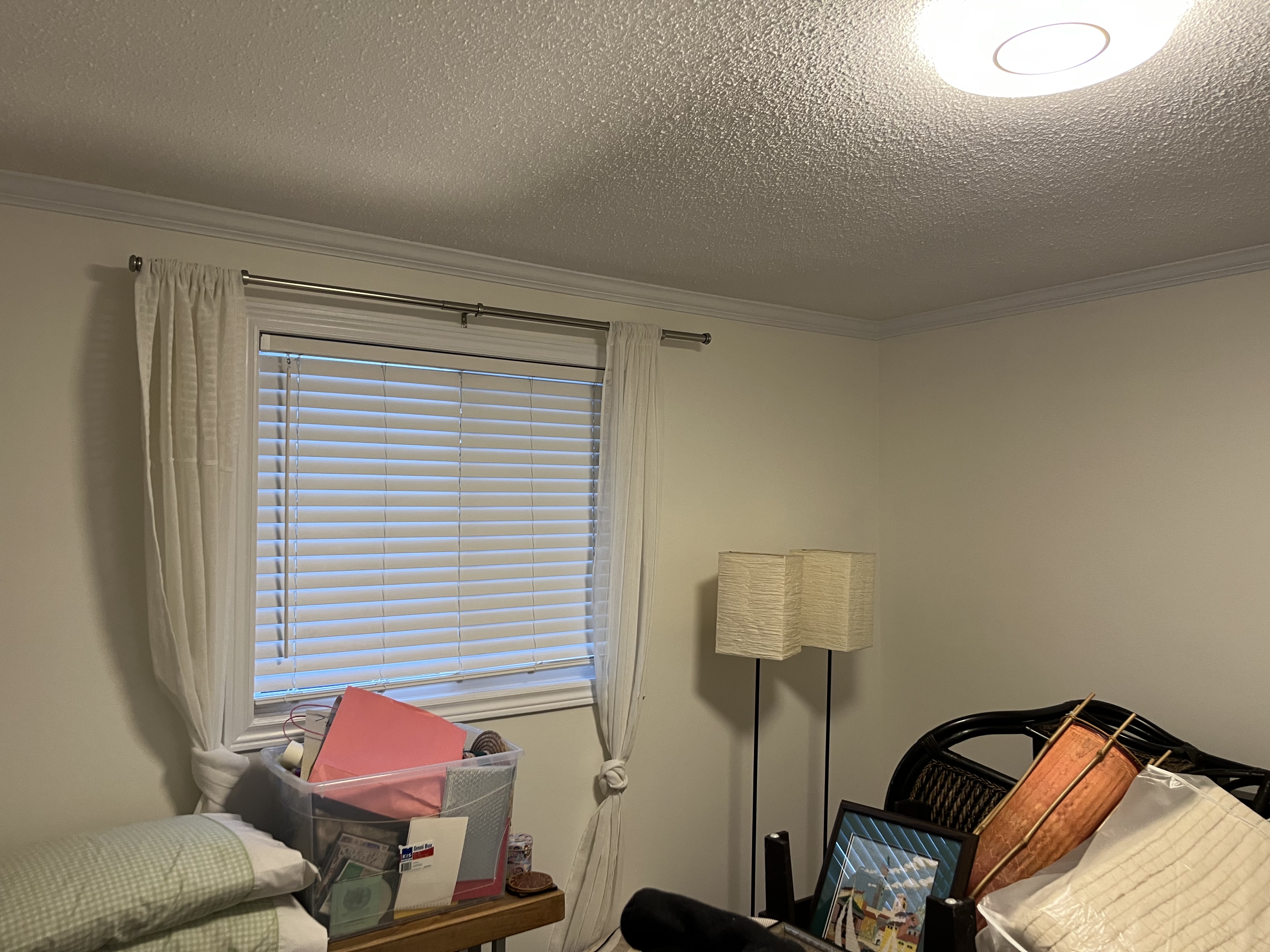 Painting complete. Crown molding complete. New window rod.