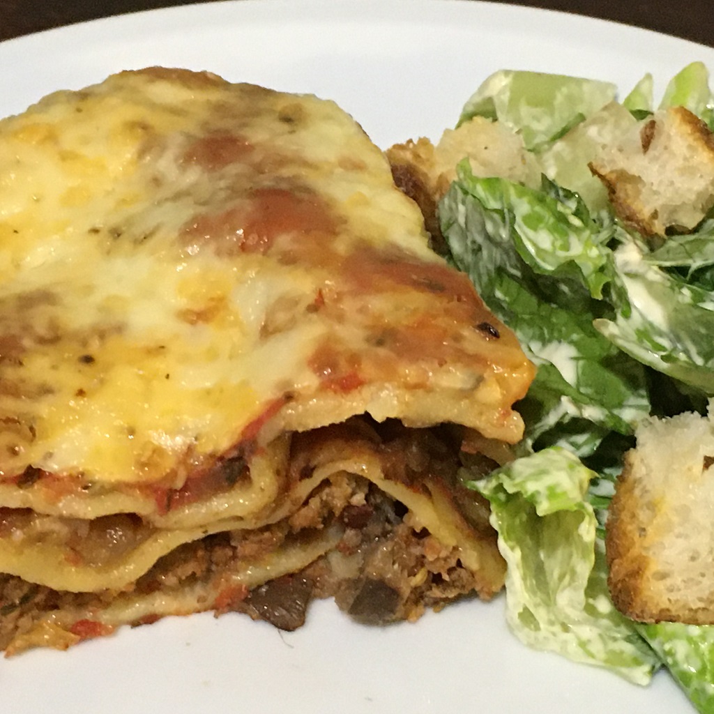 Lasagna with Meat Sauce and Mushroom & Zucchini Filling