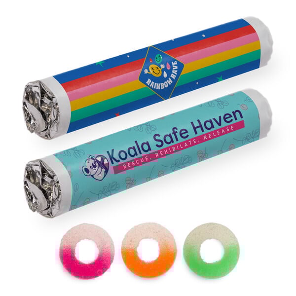 Flatlay of casual clothing and accessories in blue and yellow, including t-shirts, shorts, a polo shirt, sneakers, backpack, and various small items.