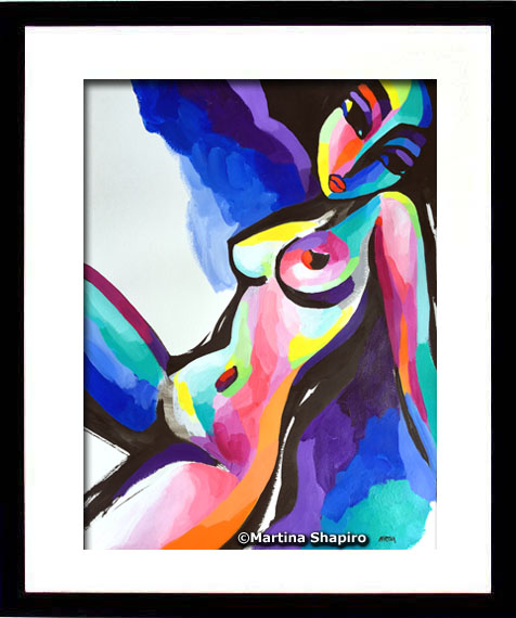 Example of framing of the abstract nude painting