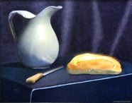 "Pewter Pitcher, Knife, and Bread"
16" x 20"
Alkyd on hardboard
$ 2900