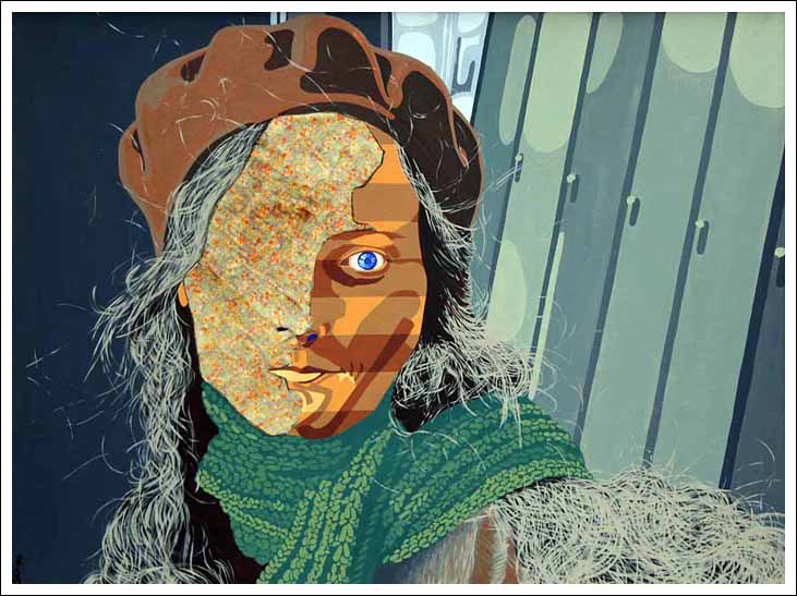  Jane at OCA, acrylic & collage on board, 18x24", OCA Years