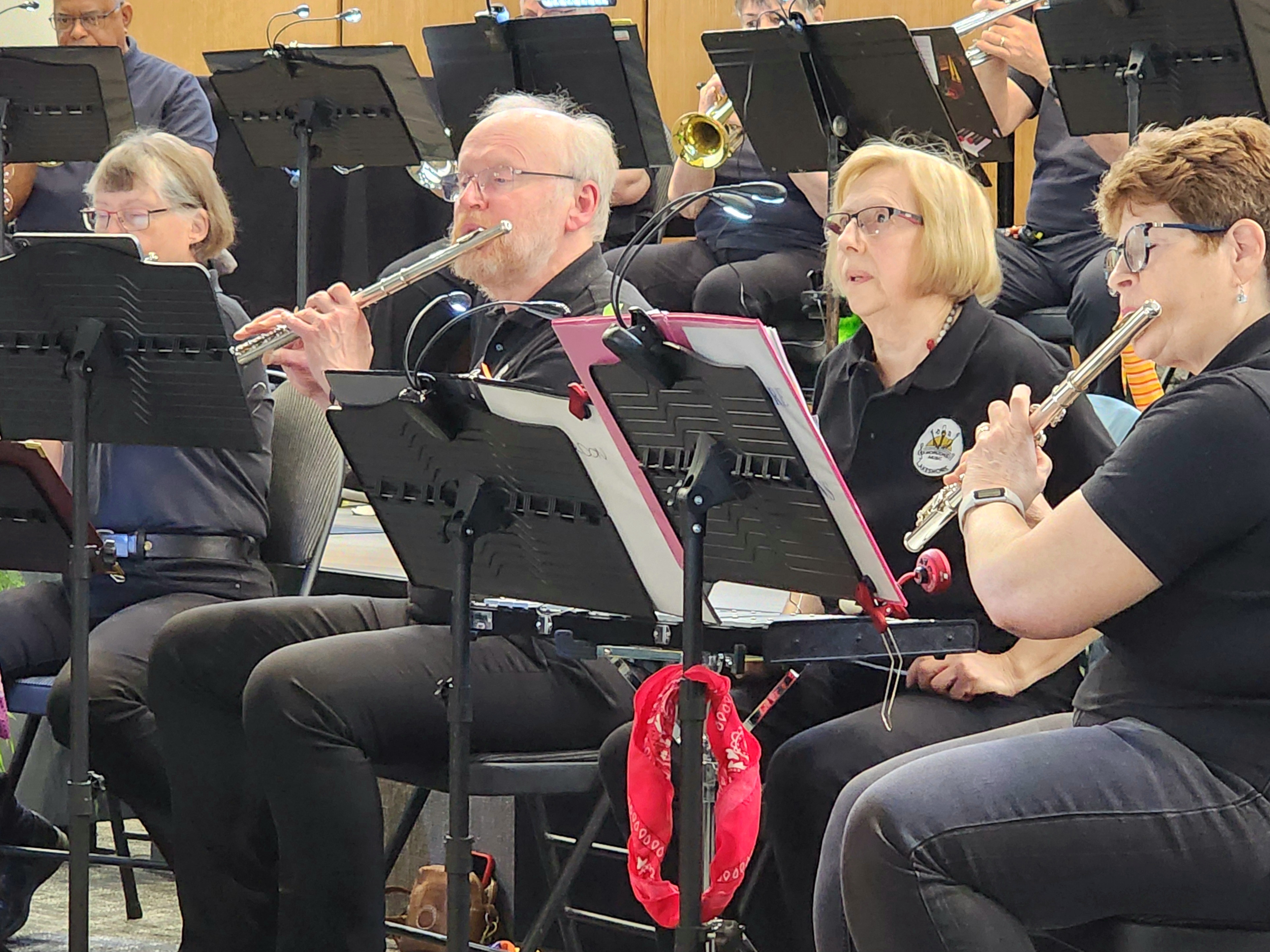  Members of the flute section of the Lakeshore New Horizons Band at the FBC Baptist church Cobourg Ontario April 2025.