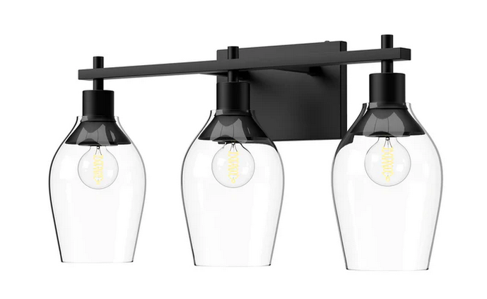 119 VL538322
3 Light Vanity Matte Black and Clear Glass 
Regular $364.99
Blowout $182.99 no tax 