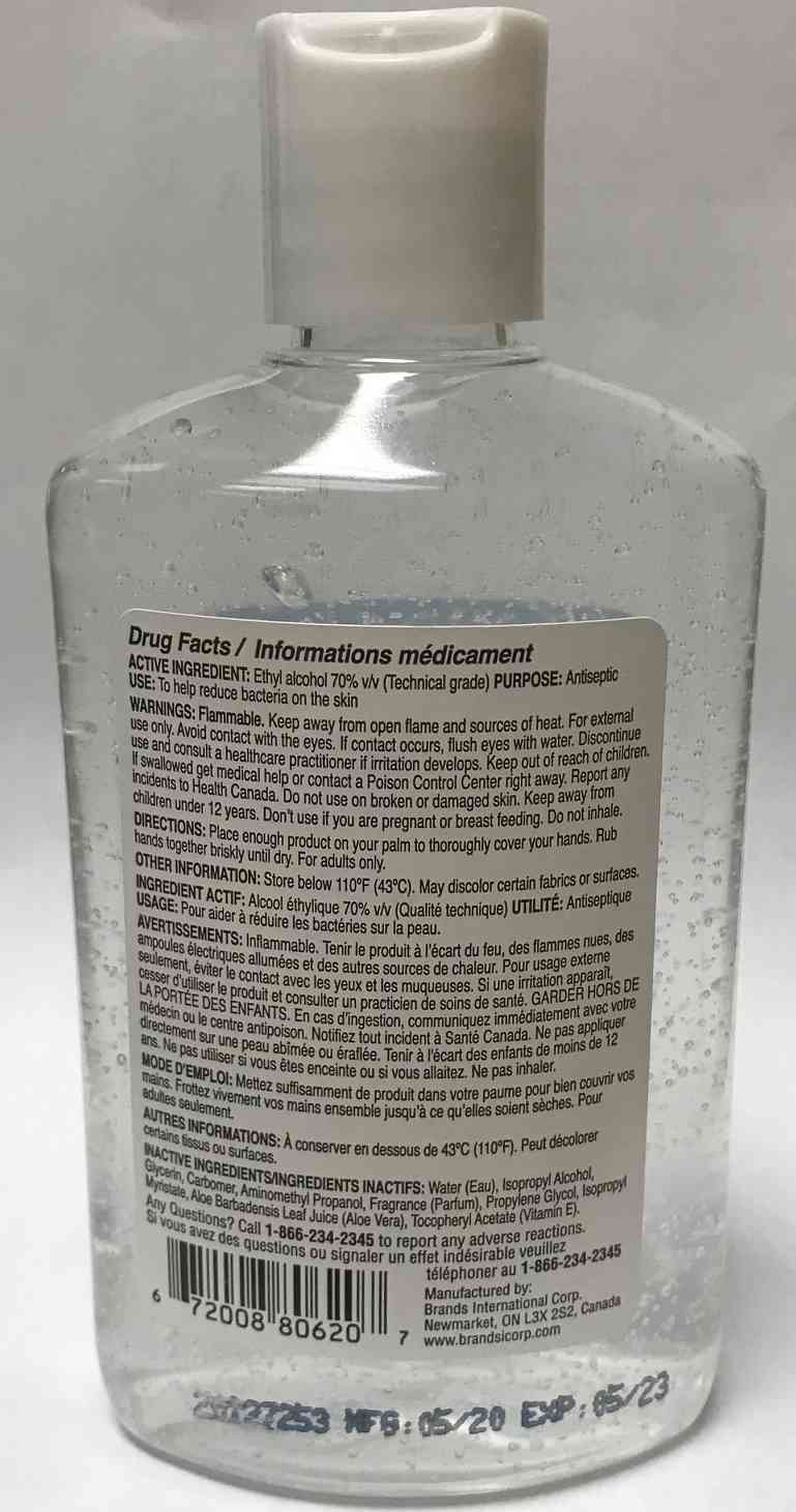 8 Fl oz VISIBLY CLEAN hand sanitizer gel
Enriched with aloe and Vitamin E
70% Ethyl Alcohol
24 bottles/case 