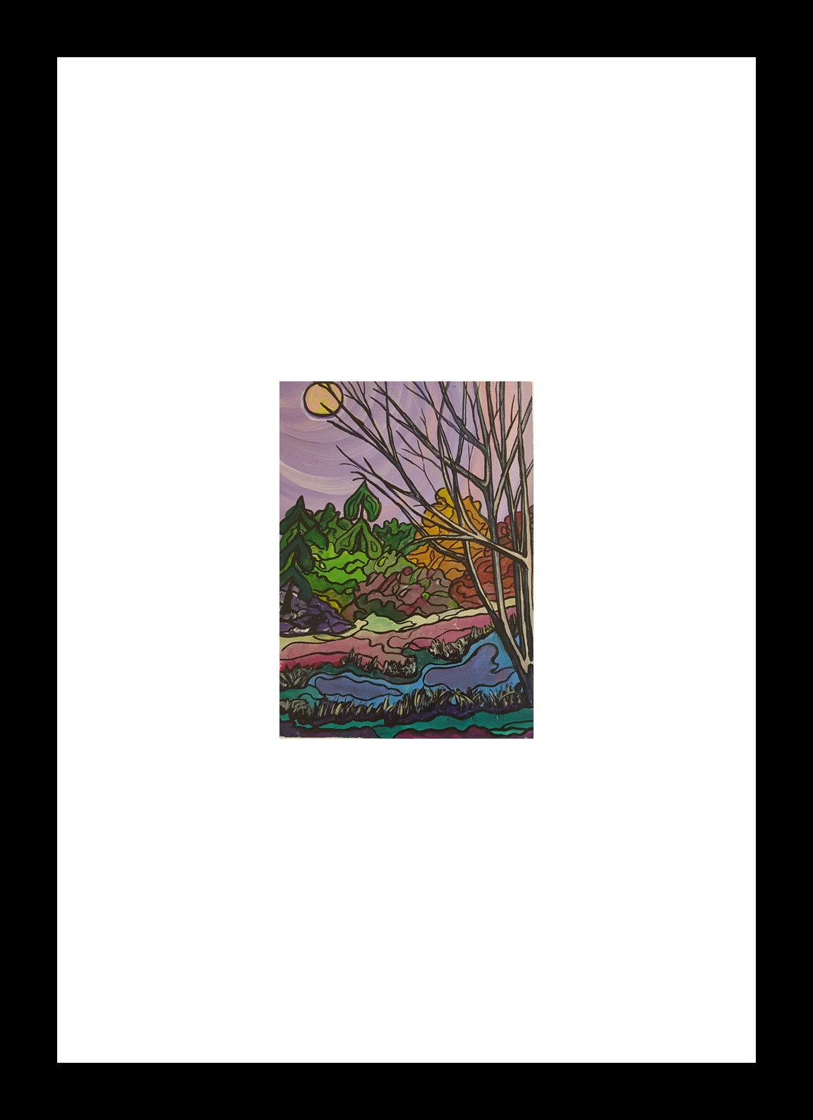 "Duck Pond" [2018]
Image: 5" x 7". Framed: 10" x 16"
Acrylic on 246 lb. paper
$200.00