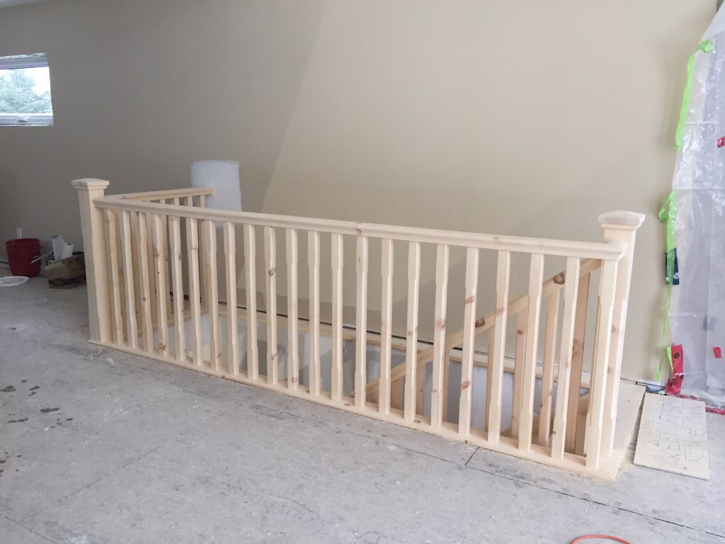 Straight pine stairs